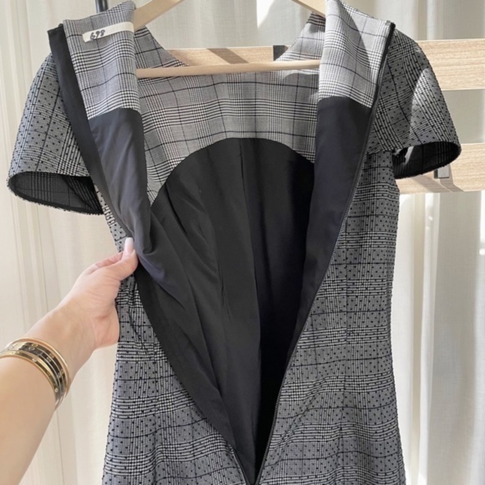 🆕 Jason Wu Collection Runway Cap Sleeve Plaid & Polka Dot Lace Midi Dresse - Picture 10 of 16